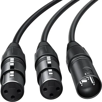 Mixer XLR Splitter Cable Microphone Line Male To Dual Female Y-Splitter • £6.86