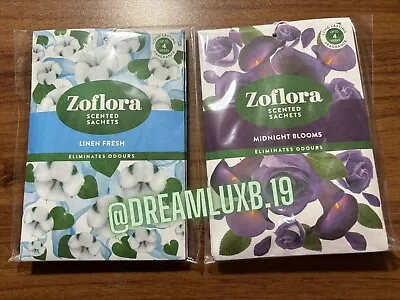 2 X Pack Of 2 Zoflora Scented Sachets - Linen Fresh & Midnight Blooms * • £3.99