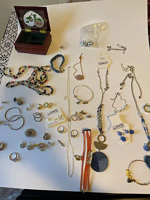 Costume Jewelry Vintage Lot  Bracelets Chains Rings And More NO RES AUCTION • $1.25