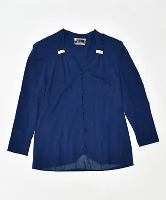 £11.34 • Buy LUISA SPAGNOLI Womens 5 Button Blazer Jacket IT 46 Large Blue Wool BB01
