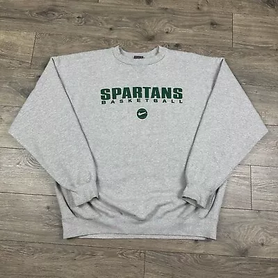 Vintage Nike Michigan State Spartans Basketball Sweatshirt Adult XL Gray Center • $59.95