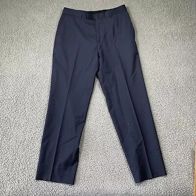 Hugo Boss James Brown Wool Pants Mens Size 32 30  Inseam Blue Micro Check • $26.75