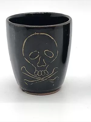 Vintage Japanese Redware Skull Novelty Shot Glass Japan Set Of 3 Black • $14.99