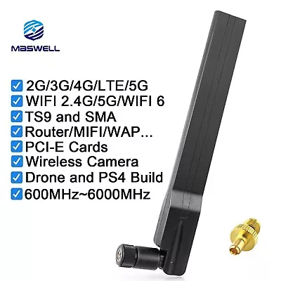 Router Replacement 5G 4G WiFi 6 External Antenna 600-6000MHz SMA Male With TS9 • £14.95