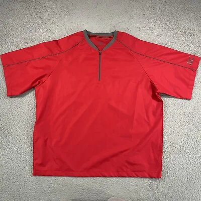 Mizuno Mens Large 1/4 Zip Performance Windshirt Red Short Sleeve Baseball • $17.50