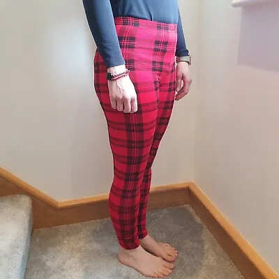 Just Glamour Women's Red Tartan Style Leggings - Size S/M • £3
