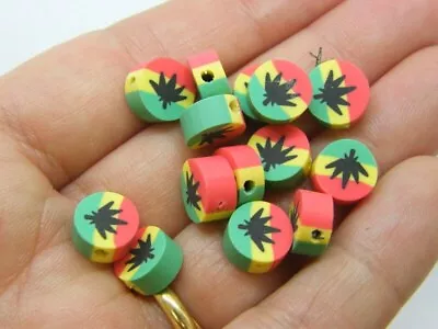 30 Weed Reggae Beads Black Red Green Yellow Polymer Clay L331 • $4.25