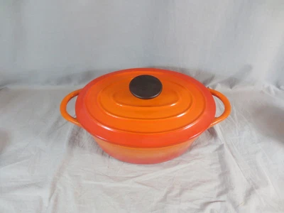 £44.99 • Buy Oval Volcanic Orange Le Creuset Style Lidded Cast Iron Casserole / Cooking Pot 