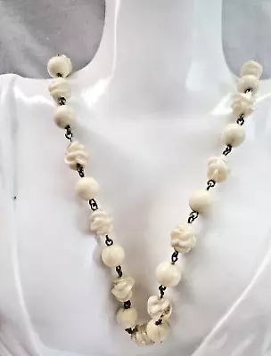 Vintage Signed SARAH COVENTRY White Faux Pearl 28  Necklace Silver Tone • $2.99