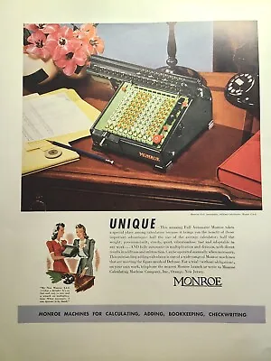 Monroe LA-6 Office Machine Calculating Adding Bookkeeping Vintage Print Ad 1941 • $18.77