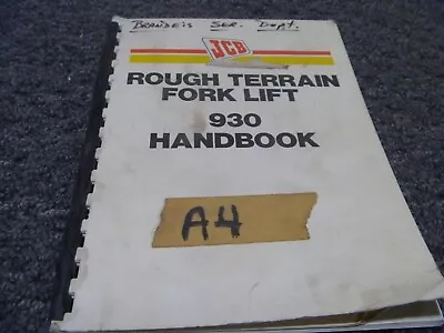 JCB 930 Rough Terrain Forklift Owner Operator Maintenance Manual • $209.30