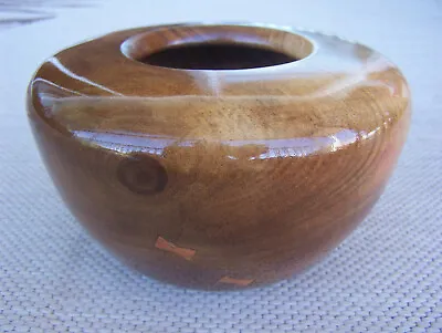 Hawaiian Koa Wood Hollow Form Bowl With Bow Tie Pevas (Inlays) Crafted In Hawaii • $299