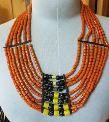 Vintage Glass Bead  Tribal Necklace Nagaland India Burma • $200