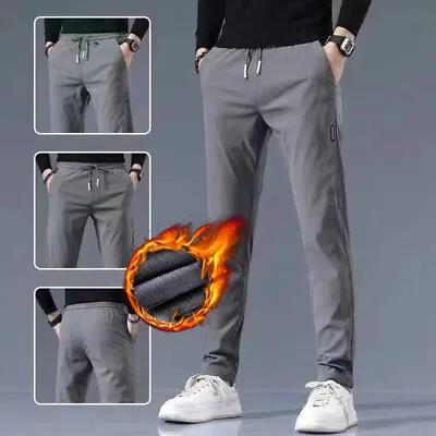 Men Soft Pants Athletic Fleece Lined Thick Joggers Loose Winter Warm Trousers • £10.55