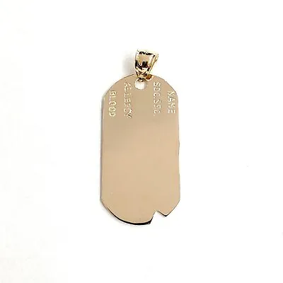 $365 • Buy New 14k Yellow Gold Medical ID Dog Tag Name Tag Pendant Charm Fine Jewelry 4.6g