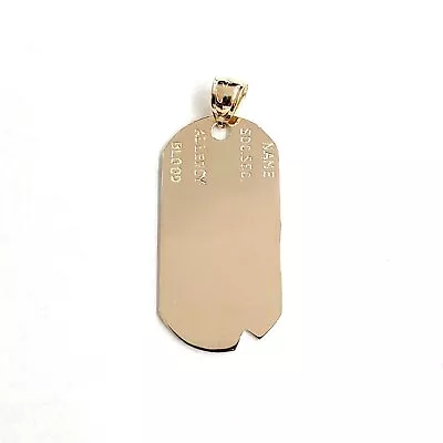 $365 • Buy New 14k Yellow Gold Medical ID Dog Tag Name Tag Pendant Charm Fine Jewelry 4.6g
