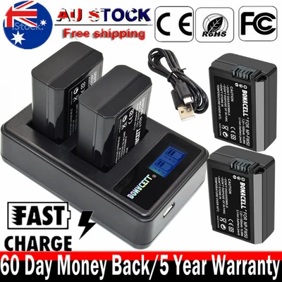 $30.99 • Buy 2X Battery + USB LCD Dual Charger For SONY NP-FW50 NEX-3 A5000,A6000,A6500 A7S