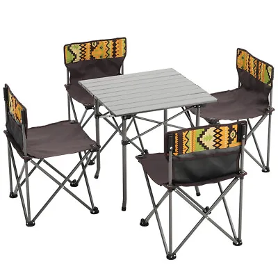 5 Piece Outdoor Foldable Camping Table & Chairs Set Hiking Travel With Carry Bag • £59.95