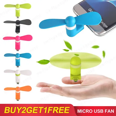 Micro USB Fan Mini Portable Handheld Travel Cooling 5V Android Mobile Phone Fan • £2.95