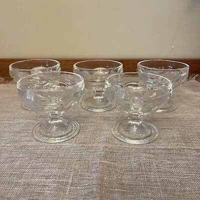 Vintage Ice Cream Sundae Dishes Desert Parfait Cup Footed Glass 3  Set Of 5 • $34.85