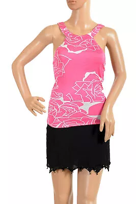 Versace Women's Pink Logo Print Stretch Blouse Top US S IT 40 • $49.99