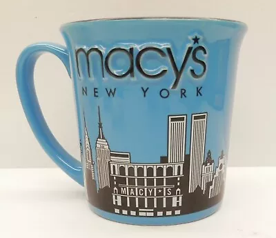 MACY'S Department Store New York 3D-Embossed GHA Heavy Coffee Mug Blue • $10.99