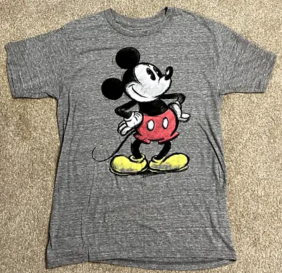 Walt Disney T-Shirt Womens M Medium Grey Mickey Mouse Tee Shirt Very Soft • £17.32