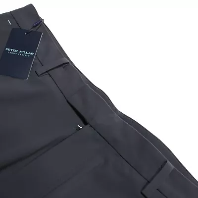 Peter Millar NWT Chinos / Golf Pants Size 35 US In Solid Gray Polyamide Blend • $119.99