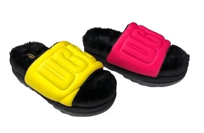 UGG Women's Maxi Slide Graphic Platform Slides Slippers 1131992 Red Yellow • $49.49
