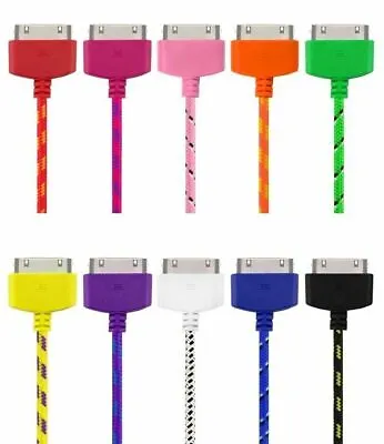 Braided USB Data Sync Charger Cable Lead For IPhone 3/4/4S IPod IPad 1/2/3  1M • £2.95