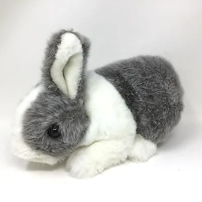 Vintage Mervyns Plush Bunny Rabbit Realistic Gray White Stuffed Animal 10”  L • $24.50