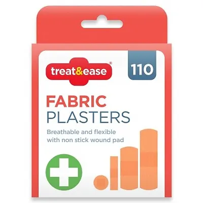 110 Multi Size Fabric Plasters Breathable Flexible Adhesive First Aid Healing • £3.99
