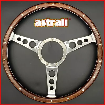 15   Classic Car Riveted Wood Rim Steering Wheel Semi Dished Fits Moto-Lita Boss • $124.27