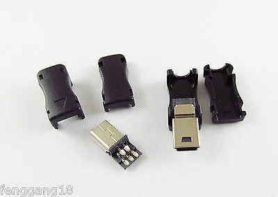 10pcs Mini USB 5 Pin Male Plug Socket Connector With Plastic Cover For DIY • $1.99