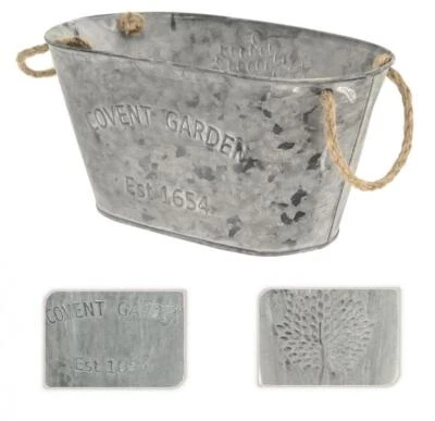 £3.49 • Buy Plant Flower Pot Planter Metal Tin Covent Garden Mulberry Tree 25x14.5cm Oval 