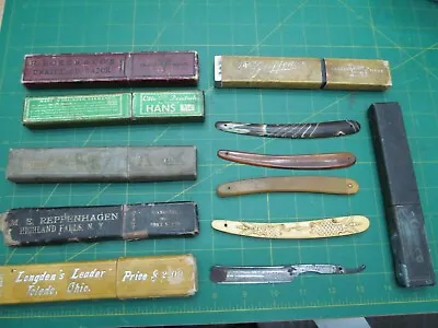 Lot Of Straight Razor Boxes Scales Blades Parts Boker Hans Etc Vintage • $40