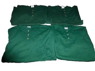 4 New  Jerzees Dark Green Button Crew Collar Shirt Lot Medium Large Xl Cotton • $19.99