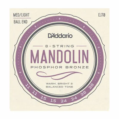 D'Addario EJ70 Phosphor Bronze Mandolin Strings Ball End  Medium/Light 11-38 • $7.95