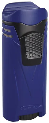 Blue Matte Vector Ironquad Quad Flame Jet Torch Cigar Butane Lighter - 9310 • $54.95