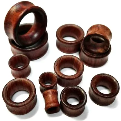 6mm - 20mm Wood Ear Tunnel Plug Saddle Stretcher Wooden Double Flared Plugs New • £3.70