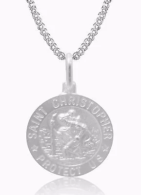 Sterling Silver Men's Saint St Christopher Medal Charm 23 Mm Necklace 20  • $65.02