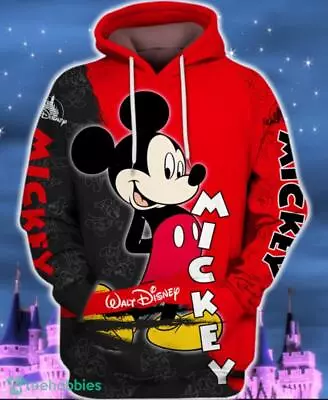 Black And Red Mickey Mouse Lovely All Over Print 3D HOODIE Mother Day Gift • $22.99