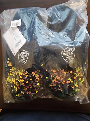 FOCO Womens NFL Team Logo Las Vegas Raiders Sequin Slippers Size M • $11.99