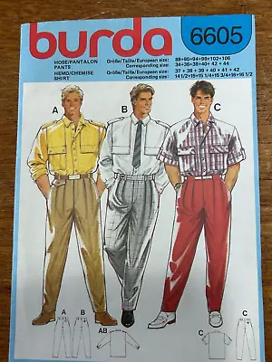 Burda 6605 Mens Shirt & Trousers  Sewing Pattern EU Sizes 34-44 & 37- 42 - Cut • £3