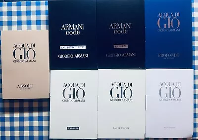 Giorgio Armani Cologne Collection Sample Spray Vials 1.2ml / 0.04oz 7pc Set • $26.95