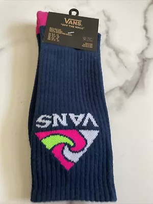 New Men's VANS Designer Logo Sport Skater Surfer Crew Cut Socks Blue & Pink • $14.99