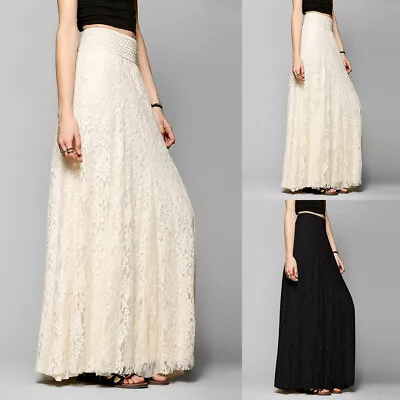 Womens Lace Long Maxi Skirts High Waist Hollow Boho Wedding Evening Party Dress • $22.51