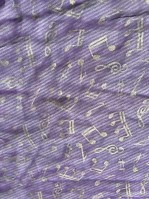 Purple Fashion Scarf Silk Feel Music Note Treble G Clef Piano Keys Print #74370 • $9.97