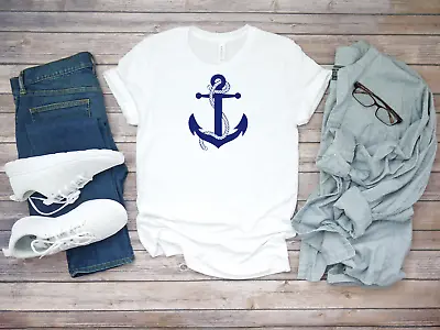 £9.92 • Buy Navyblue Sailor Anchor, Short Sleeve White Men's T Shirt K152