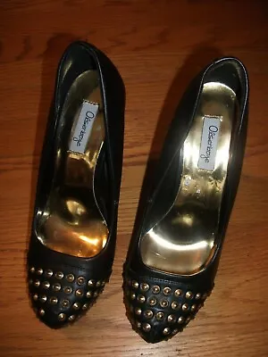 Womans  Shoe  Sz 8.5 -punk Black Studded 5 Inch Heels  2X716 • $17.99